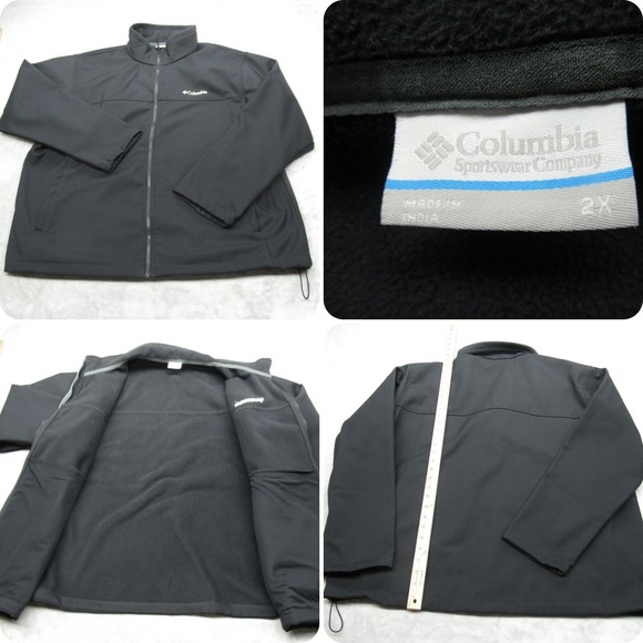 Columbia Jacket Women 2X Black Softshell Pocket WaterResistant FullZip Wind Hike - Picture 1 of 14